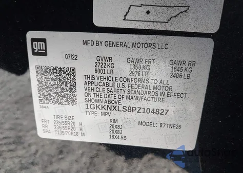 2023 GMC Acadia Awd Denali z USA, uszkodzony, nr VIN 1GKKNXLS8PZ104827